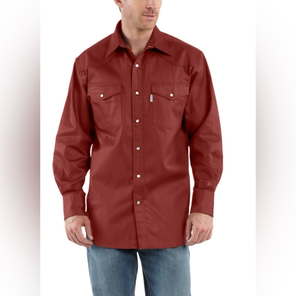 Carhartt Men's Red Button Down Shirt